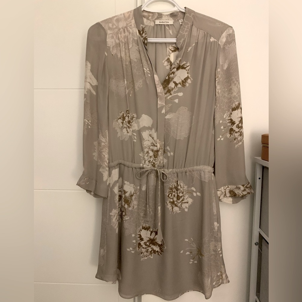 Babaton 100% silk Bennett dress tie-waist size XS